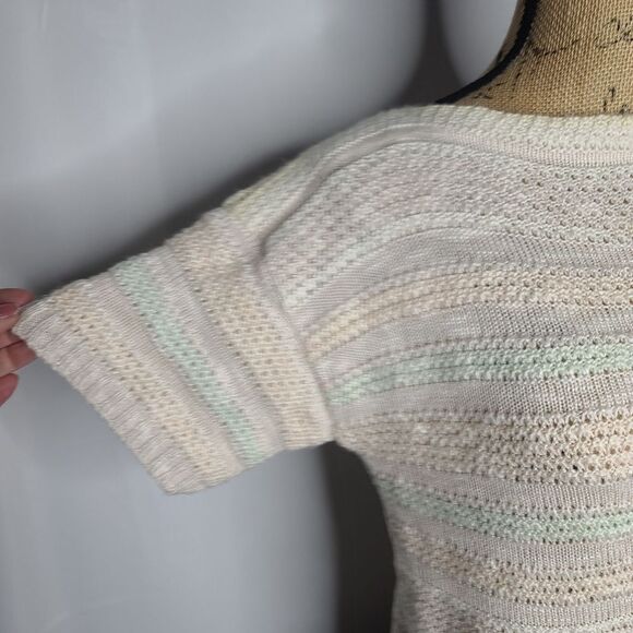 Vintage 70s Pastel Knit Short Sleeve Top Small - Picture 4 of 14
